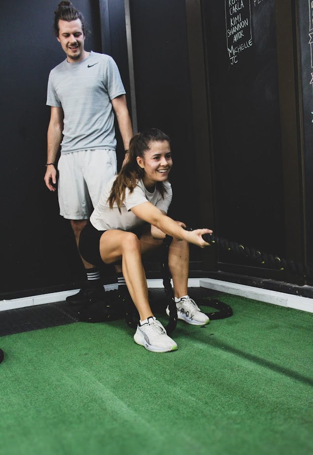 Member using sled pull at the Hybrid zone